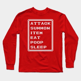 Final Fantasy Battle Menu Eat Poop Sleep Summoner Version Long Sleeve T-Shirt